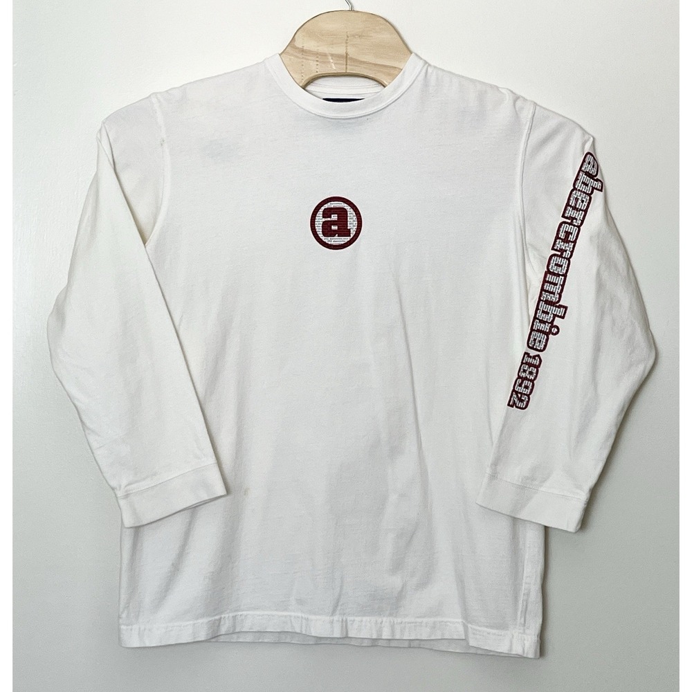 Vintage Abercrombie & Fitch T-Shirt Men's XL White Y2K Futurism Preppy Logo